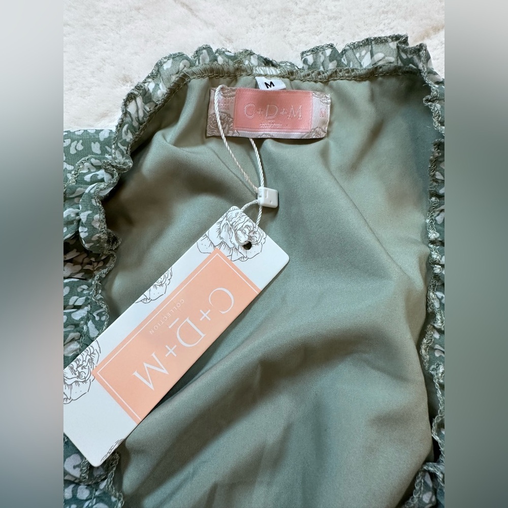 Midi dress C+D+M green white Medium New - Picture 4 of 9